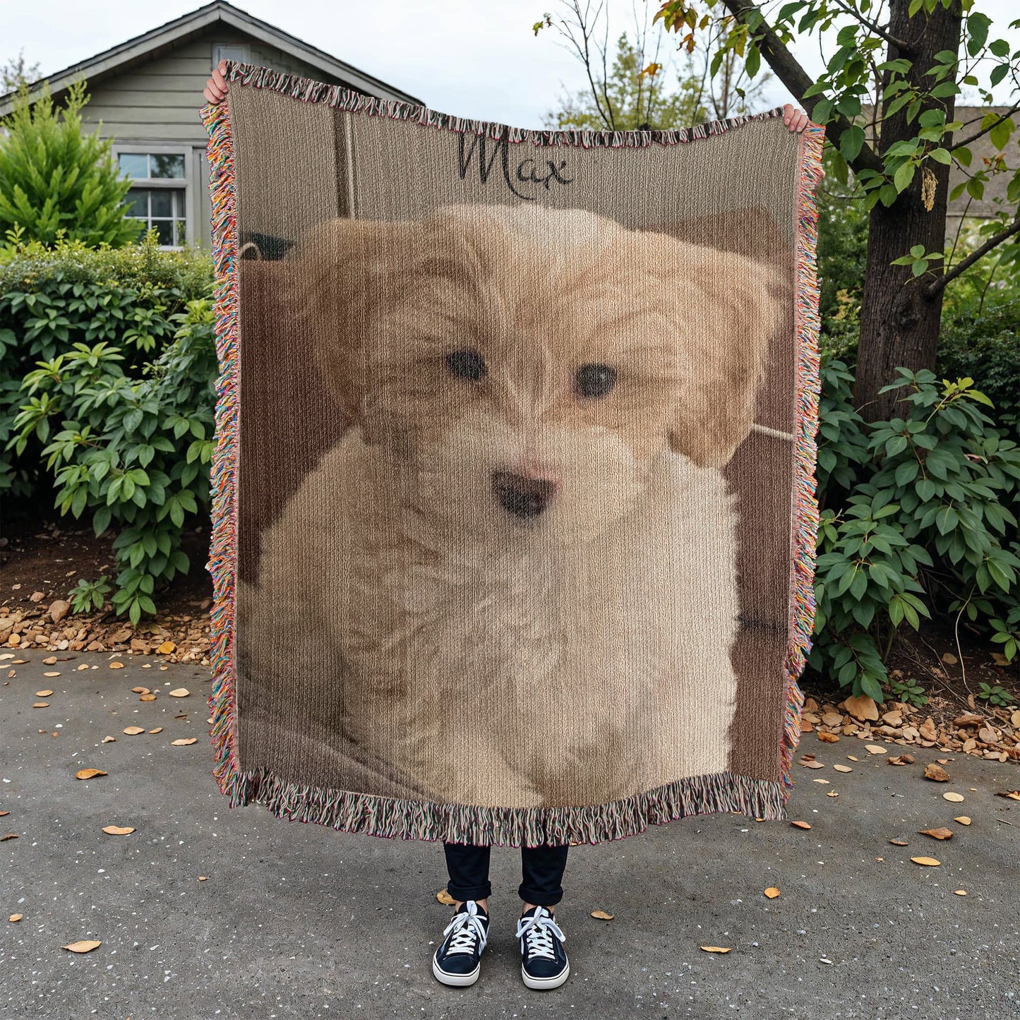 Heirloom Photo Woven Blanket (Portrait with name)