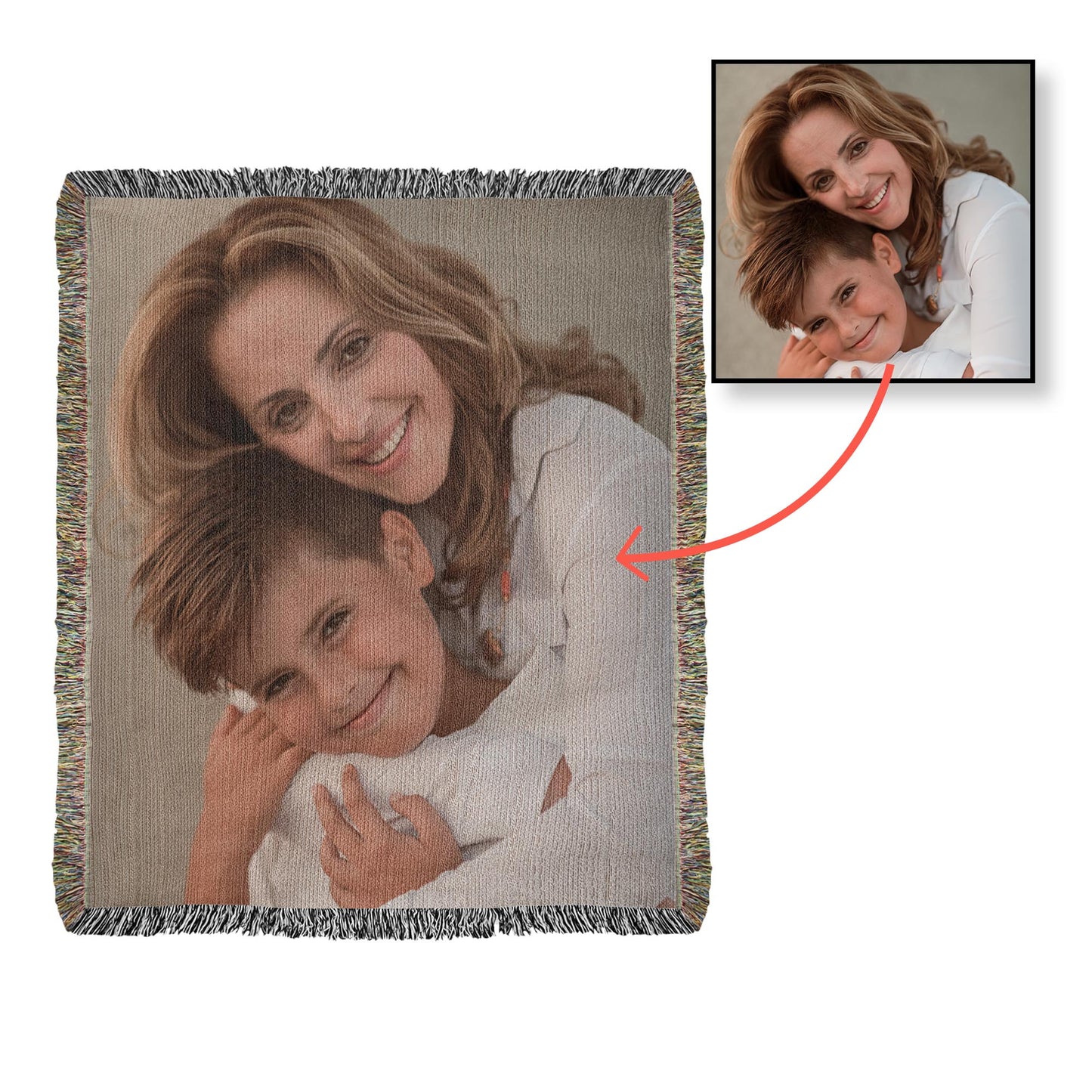 Heirloom Photo Woven Blanket (Portrait with name)